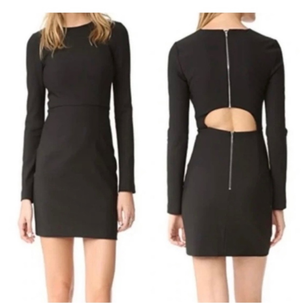 NBW Elizabeth and James Long Sleeve Mini Dress Cut Out Back Silver Zippers Sz 4